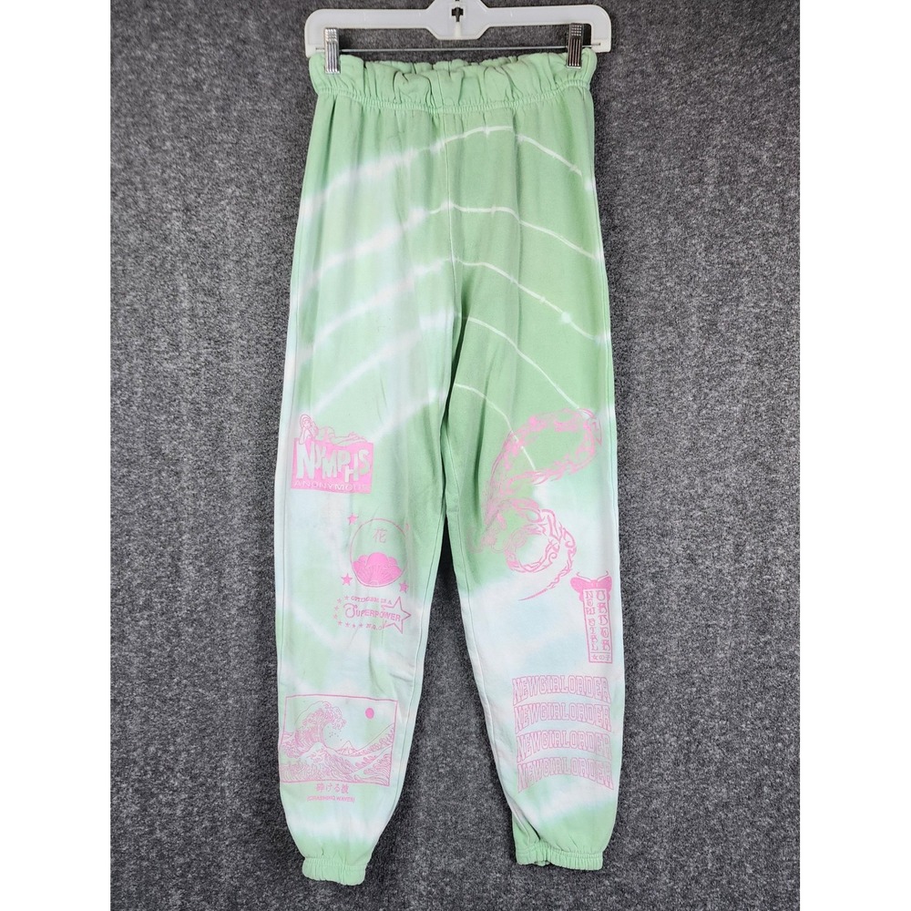 New Girl Order Sweatpants Womens 4 Green Tie Dye Pink Graphic Y2K‎ Joggers